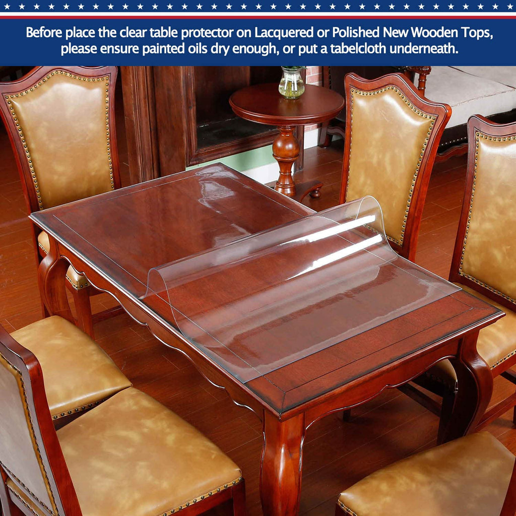 Wooden Furniture Table Protector Clear Plastic Wipeable Tablecloth Eco Thick Protective Desk Cover Clear Vinyl Dining