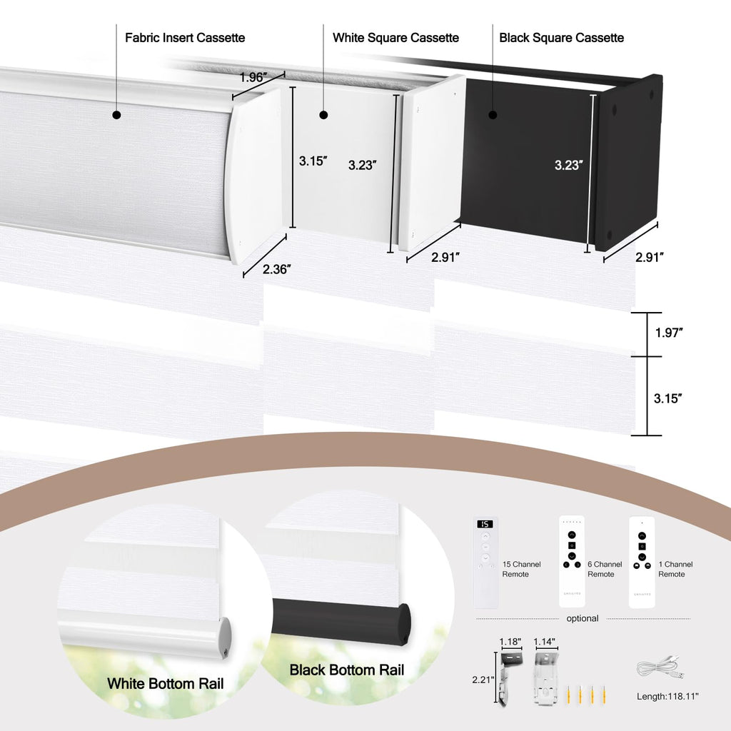 Motorized Zebra Blinds, Automatic Shades for Indoor Windows Work with HomeKit, Alexa, Google Home, Customized