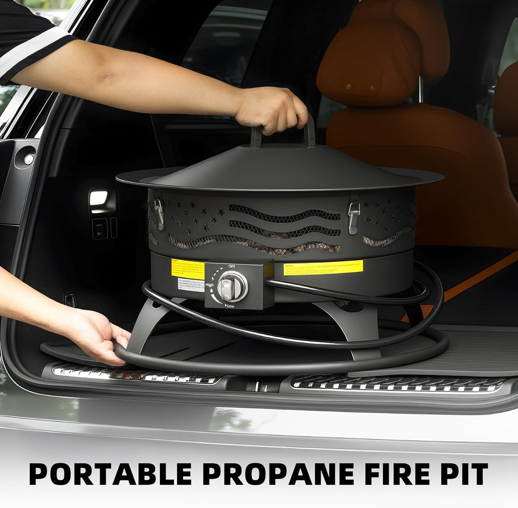 Portable Propane Fire Pit, 24 Inch Smokeless Gas Fire Pit Bowl for Outside