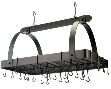 Rectangular Hanging Pot Rack with Grid & 24 Hooks