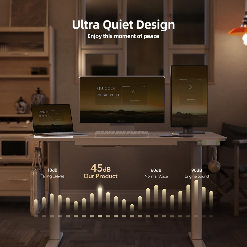 Glass Standing Desk with Drawers 40x24 Inch Super White