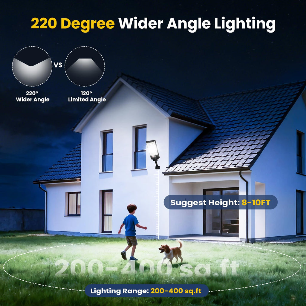Solar Street Lights Outdoor 4-Pack, 6500K Waterproof LED Motion Sensor Solar Flood Light, Dusk to Dawn