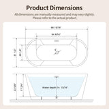 67" Acrylic Freestanding Bathtub, Easy Install Standalone Deep Soaking Tub with Fluted Design, Modern Ergonomic
