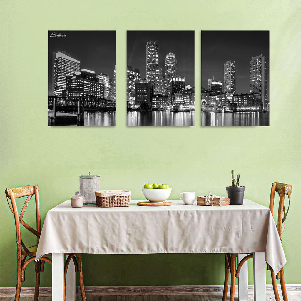 Baltimore Skyline Wall Black and White Night Maryland Skyscraper Pictures Prints Office Wall Decor USA Cityscape