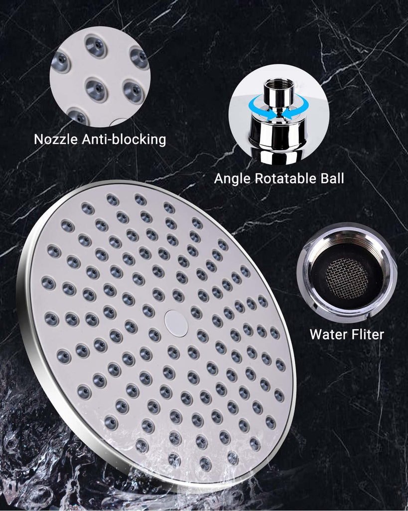 High Pressure 8" Rainfall Shower Head and Handheld Shower Heads Combo, with 60" hose, Punch-free, Dual Powerful