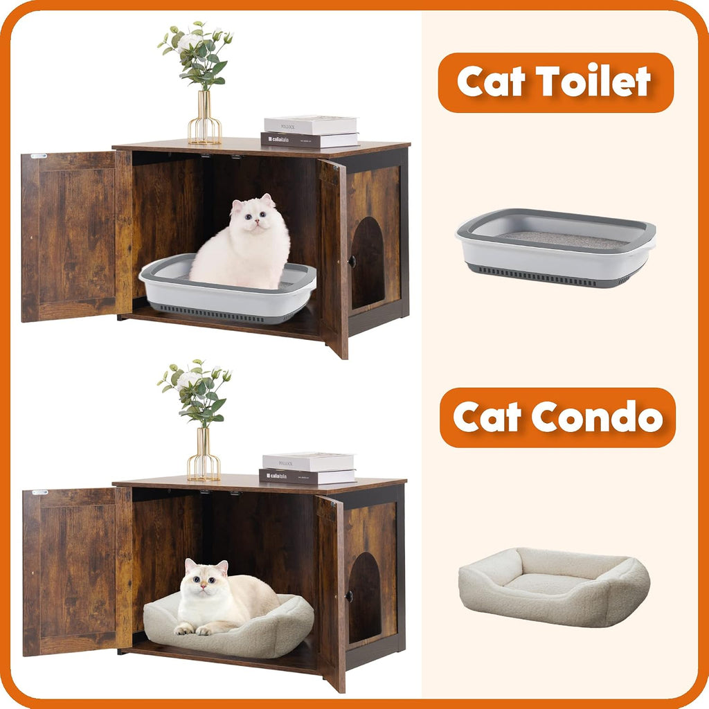 Cat Litter Box Enclosure, Hidden Litter Box Furniture, 27.6 Inches