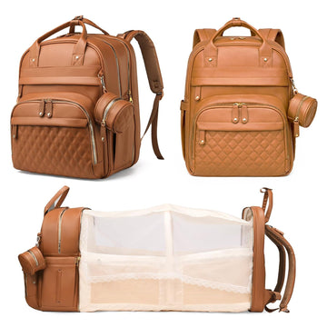 Diaper Bag with Changing Station, Waterproof 3 in 1 Diaper Backpack with Foldable Changing Pad, Large Travel Backpack