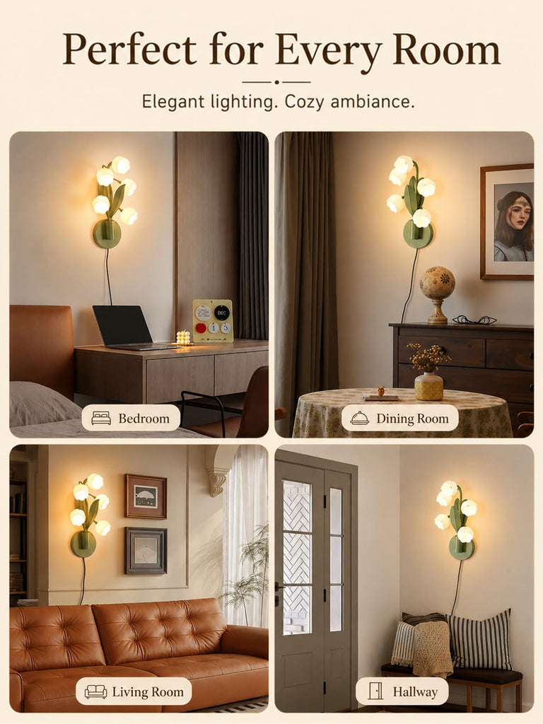 Lily of The Valley Wall Sconce USB Plug-in Flower Wall Lamp