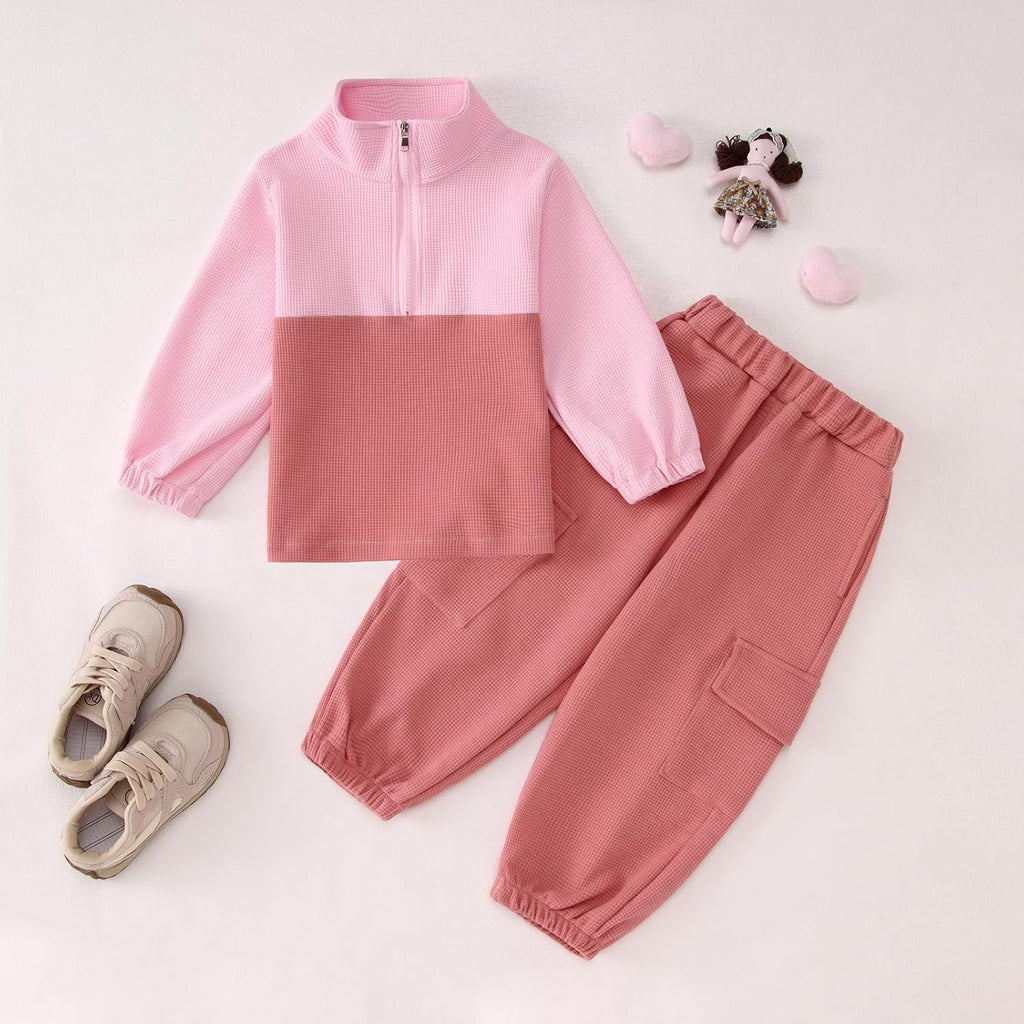 Toddler Girl Clothes Fall Outfit Waffle Sweatshirt Pants Set