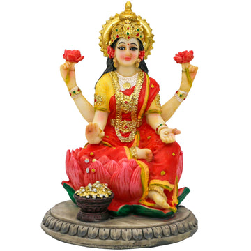 Indian Goddess Lakshmi Statue Figurine - 5.3"H Lakshmi Idols Statue Murti Laxmi Staue Home Office Temple Mandir Pooja