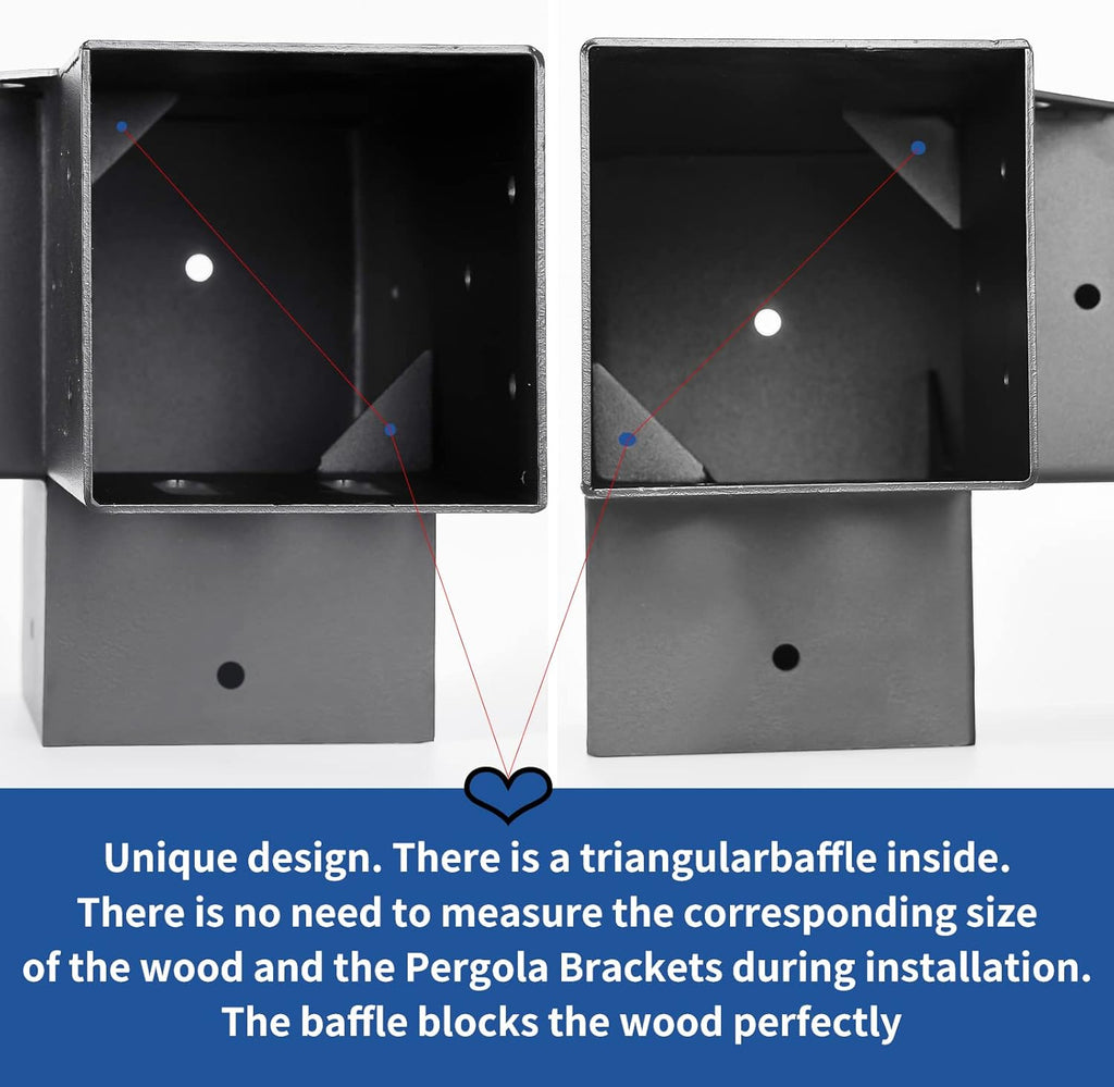 4x4 Pergola Brackets(Actual:3.6"x3.6") 3 Way Right Angle Cor - Image 5