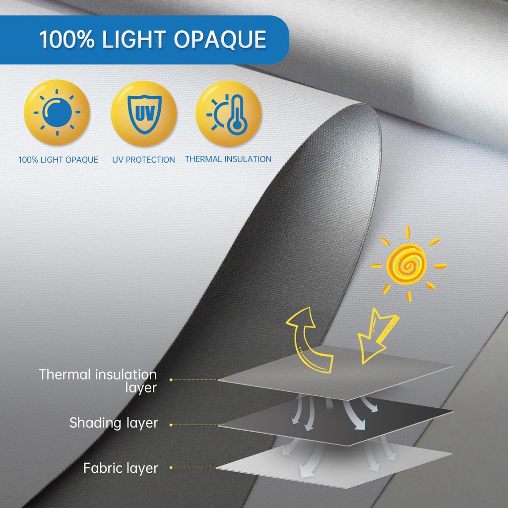 Motorized Blinds with Remote, Thermal Electric BlindsSolar Panel:, Customizable Automatic Roller Shades, Blackout