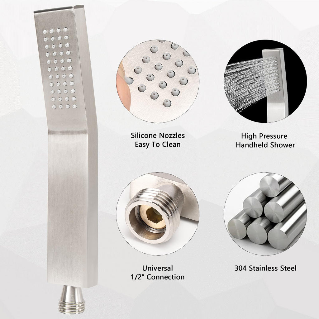 Hand Held Shower Head, Luxury High Pressure Shower Kit with Wall Connector and Hose Set, Showering System