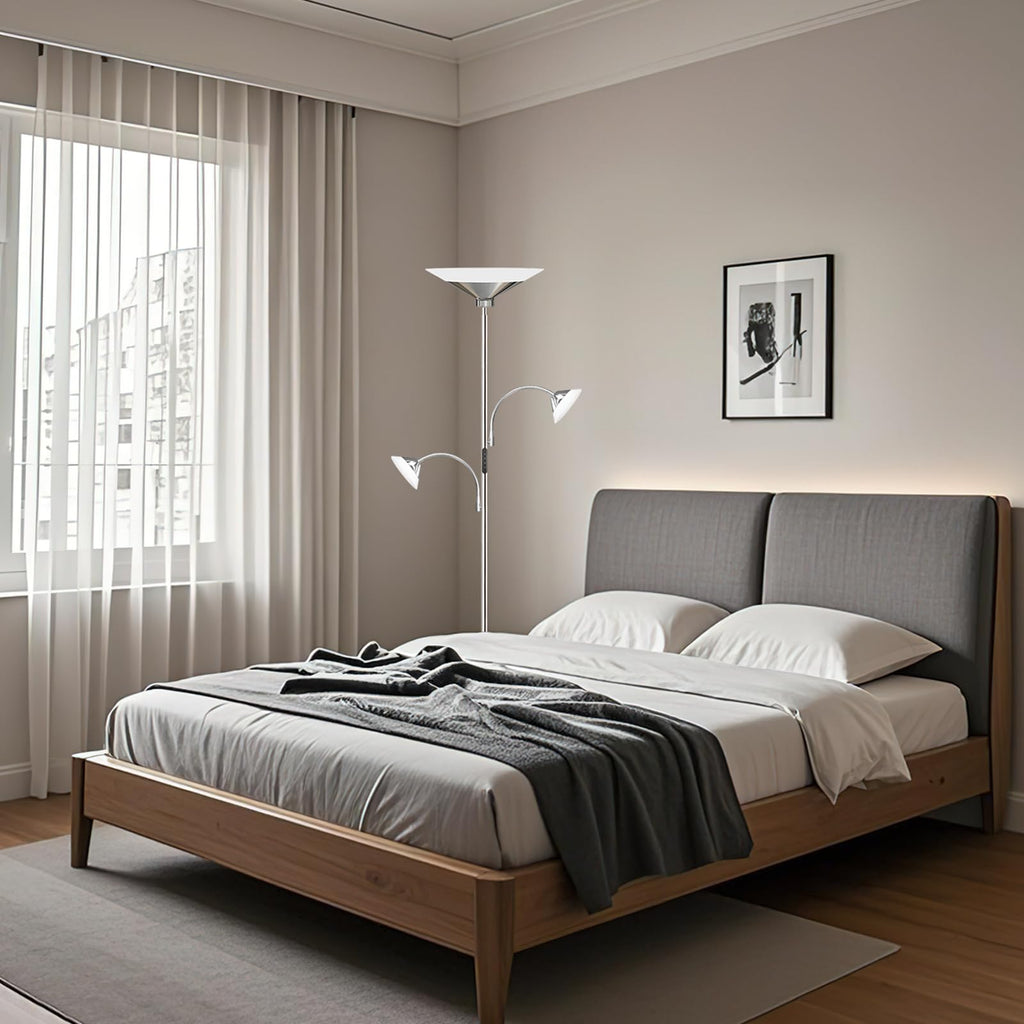 42W 3-Light Torchiere Floor Lamp, LED Tree Standing Lamp