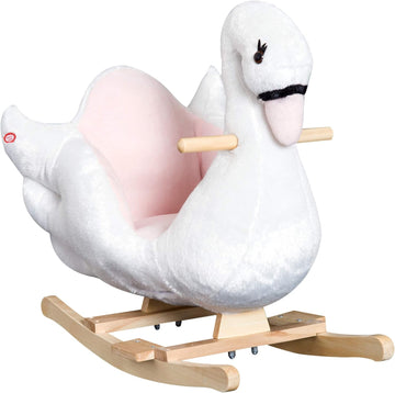 Kids Ride on Rocking Horse Swan Style Toy Over 18 Months White & Pink