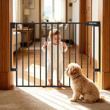 Baby Gate for Stairs, Kitchen & Doorways, 29-43" W 28" H No Bottom Bar - Hardware Mount Safety Dog/Pet Gate Indoor