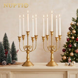 Gold Candelabras Candle Holder Set of 2 Metal Candelabra Centerpieces 5 Branches Candle Stick Stands Candleholder