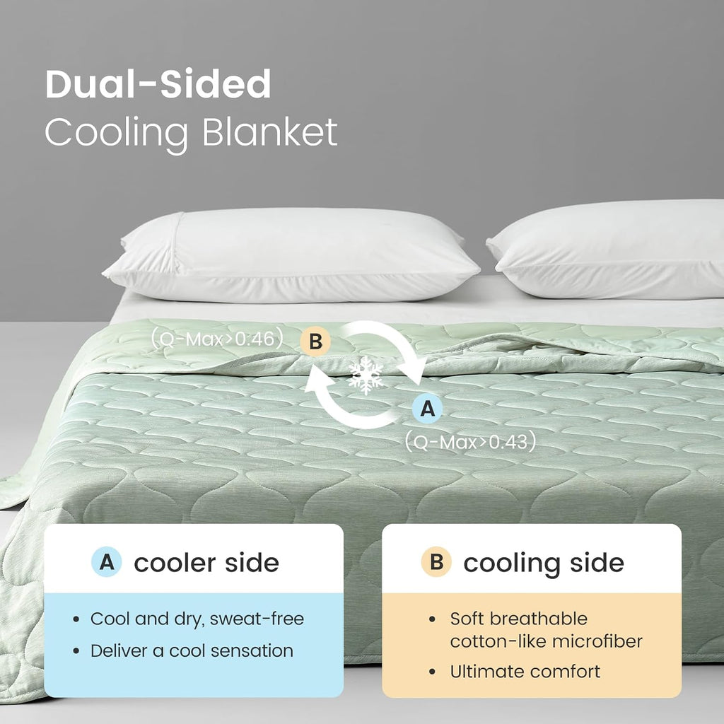 Cooling Dual-Sided Blanket for Hot Sleepers, Q-Max>0.46 Lightweight Soft Breathable Bed Blanket, Double Side Cooling