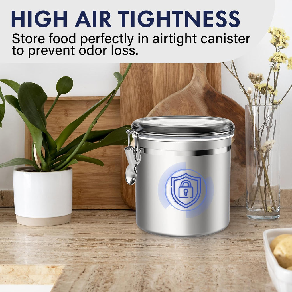 165oz Stainless Steel Airtight Canister with Clear Lid