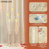2Pcs Acrylic Candelabra Centerpieces 25.5" Tall Crystal Taper Candlestick with Shade Fit 0.87'' Led Candle