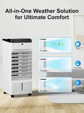 Portable Air Conditioners, 3 IN 1 Evaporative Air Cooler with Detachable Water Tank, 6 Ice Packs, 12H Timer