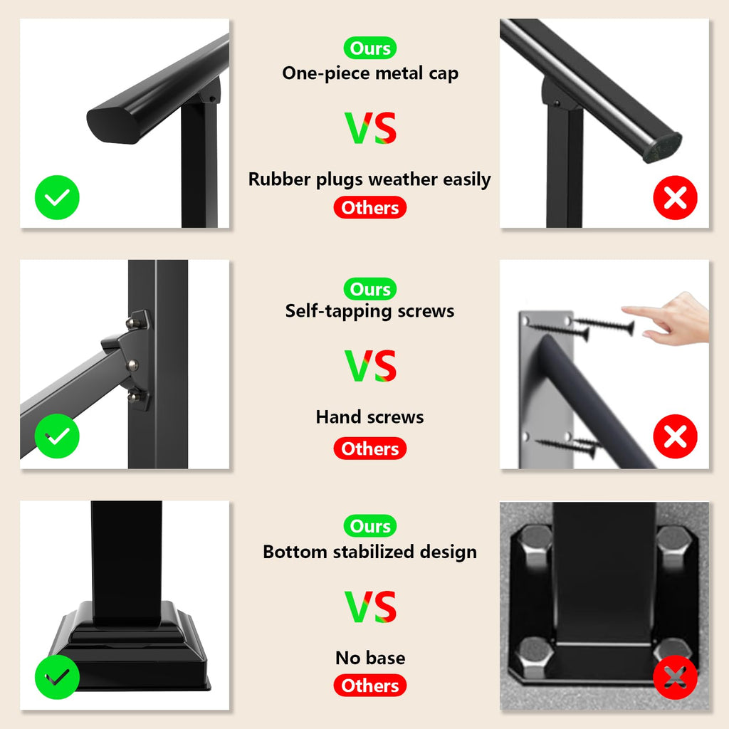 Hand Rails for Outdoor Steps, Railings for Outdoor Steps, 4 Step Handrails for Outdoor Steps, Porch Handrail Wrought