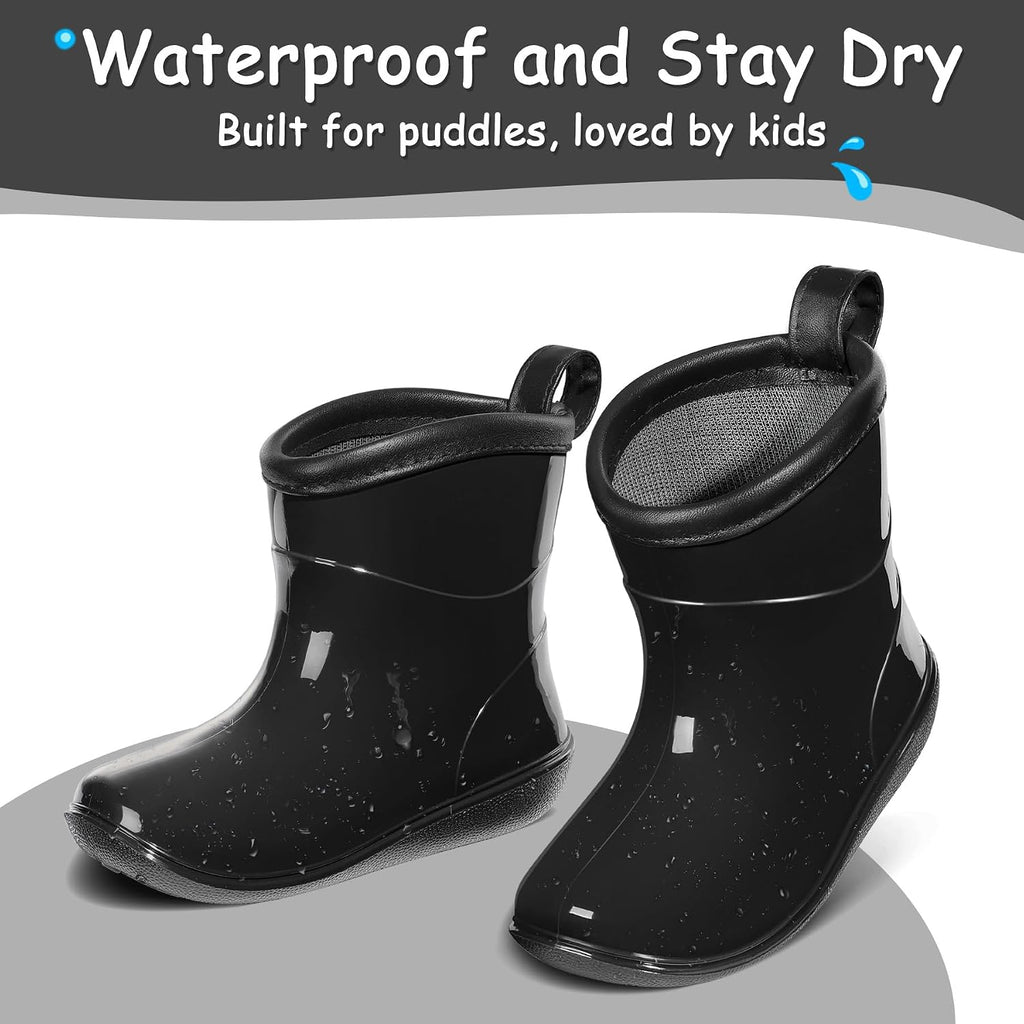 Toddler Rain Boots Baby Easy-on Rain Shoes for Boy&Girl