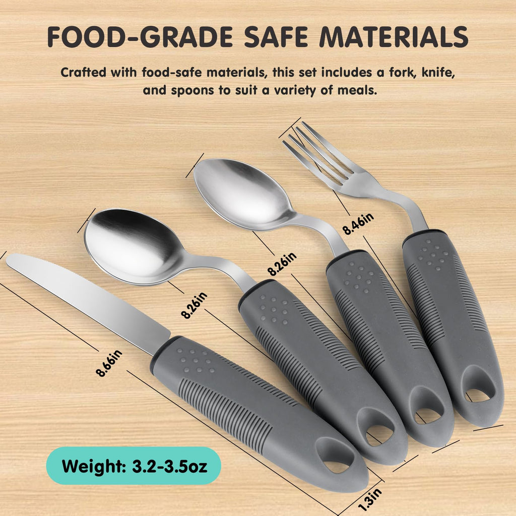 3.5oz 4PcsWeighted Adaptive Utensils, Angled Parkinsons Utensils