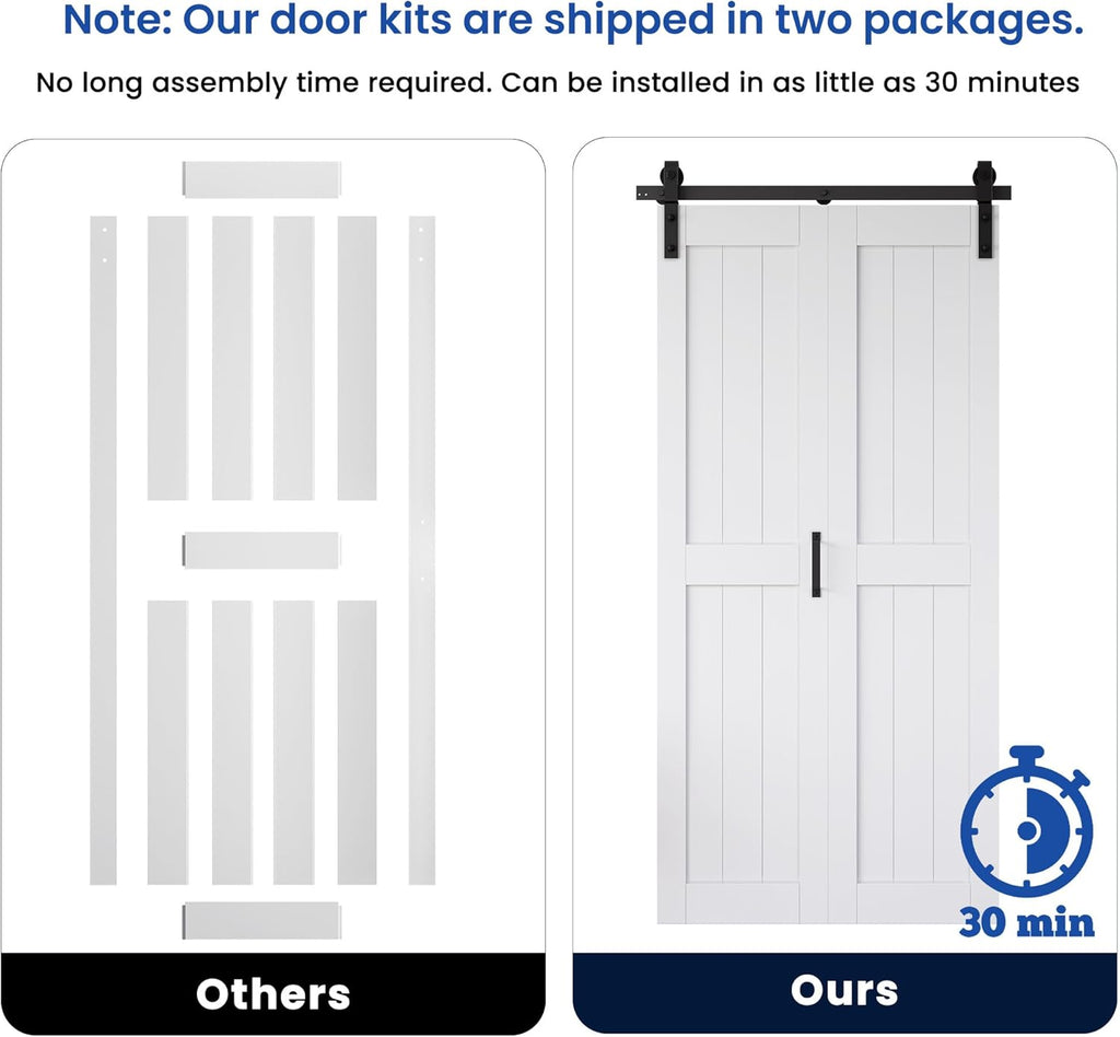 Bifold Barn Door 60" x 84", MDF Bi-Fold Sliding Closet Doors with Hardware Kit Included, Pre-Finishe