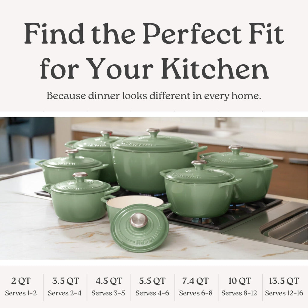 Enameled Cast Iron Round Dutch Oven Pot with Lid, 10 Qt, Sage