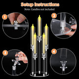 4 Sets 5 Arms Acrylic Candelabra Centerpieces for Tables,Clear Candle Holder,Ceremony Dinner Party, 27" Tall