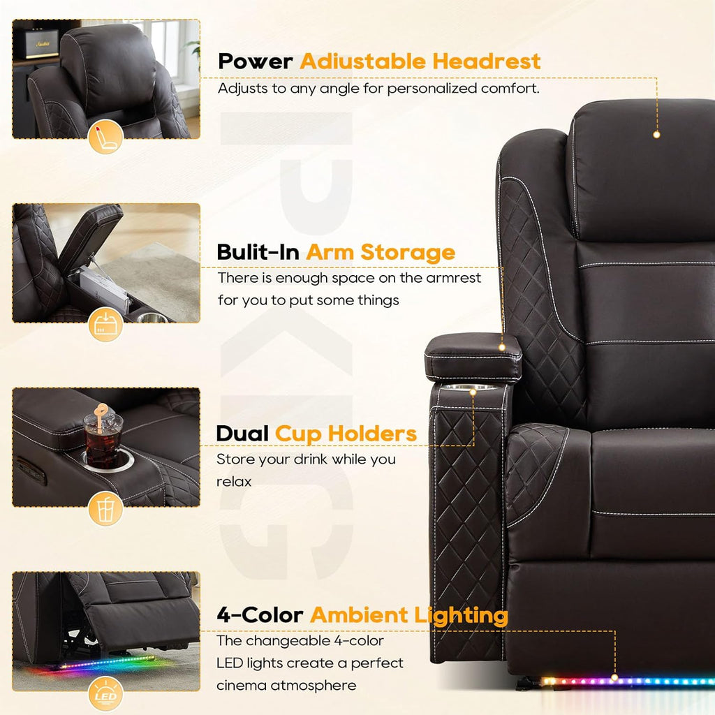 Homer Theater Seating Recliner, Power Recliner Chair with Adjustable Powered Headrest