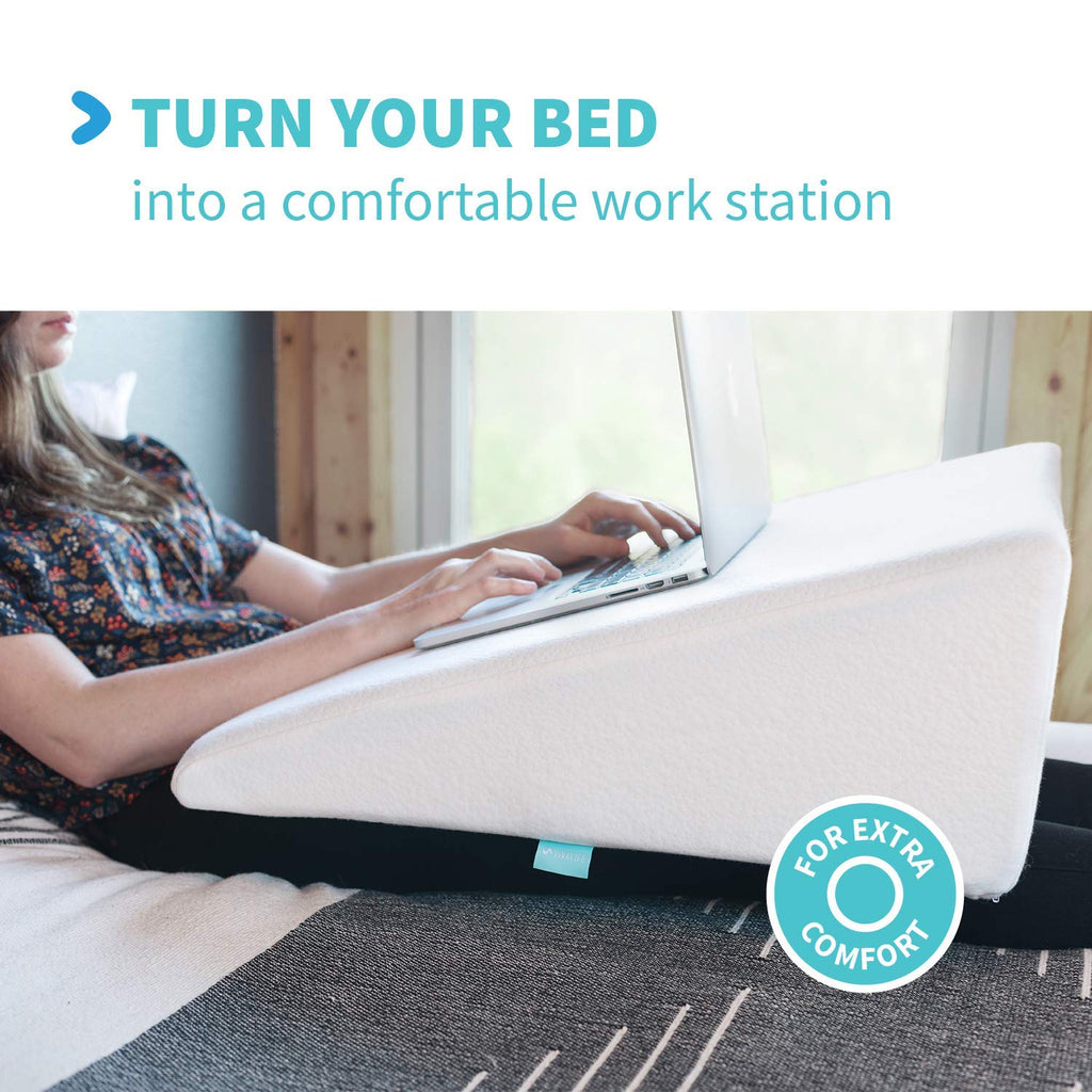 Bed Wedge Pillow Gel Memory Foam Top - Cooling Elevated Support Cushion for Lower Back Pain, Acid Reflux, Heartburn