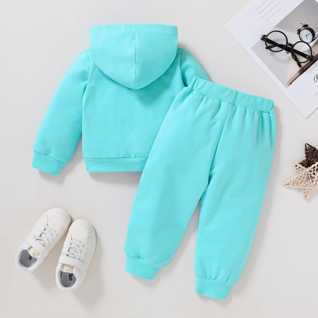 Baby Outfits for Girl Boy Toddler Sweatsuit Hoodie Set (Solid Color-Blue, )
