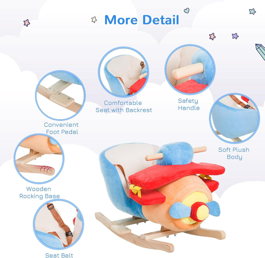 Kids Rocking Horse Baby Ride-on Plane Toy Seat Belt for 18 Month +