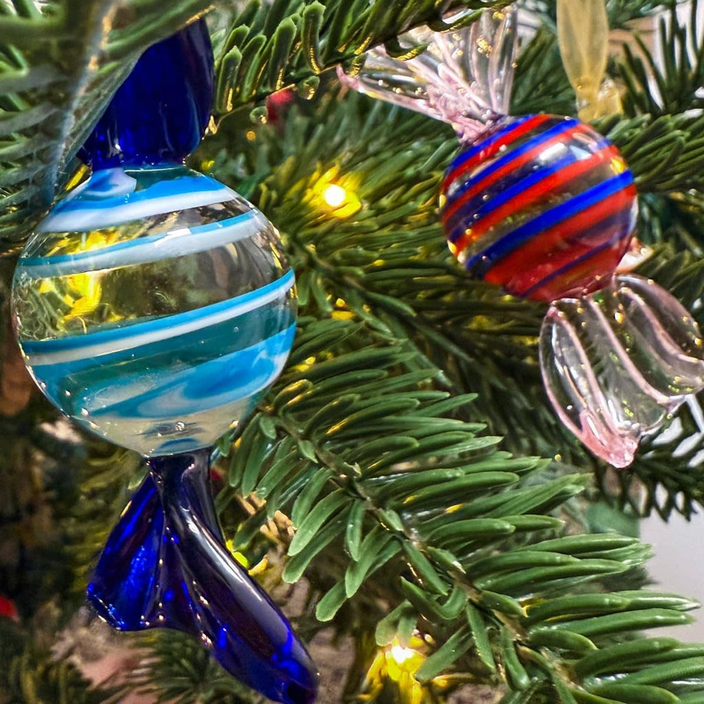 Murano Glass Candy Ornaments, Handmade in Italy (Set of 3)