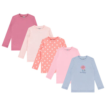 Pack Infant/Toddler Girl Long Sleeve Shirt - Basic Baby Tees, Blouses, Tops - Solid Print & Ruffled Tshirts