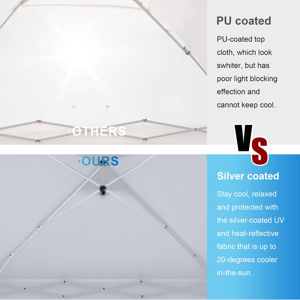 10x10 Pop Up Canopy Tent, One Push One Person Setup, Black