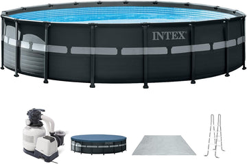 Ultra XTR 18ft x 52in Round Above Ground Swimming Pool Set w/Pump | 26329EP - 2100 GPH Sand Filter Pump, Ladder, Pool