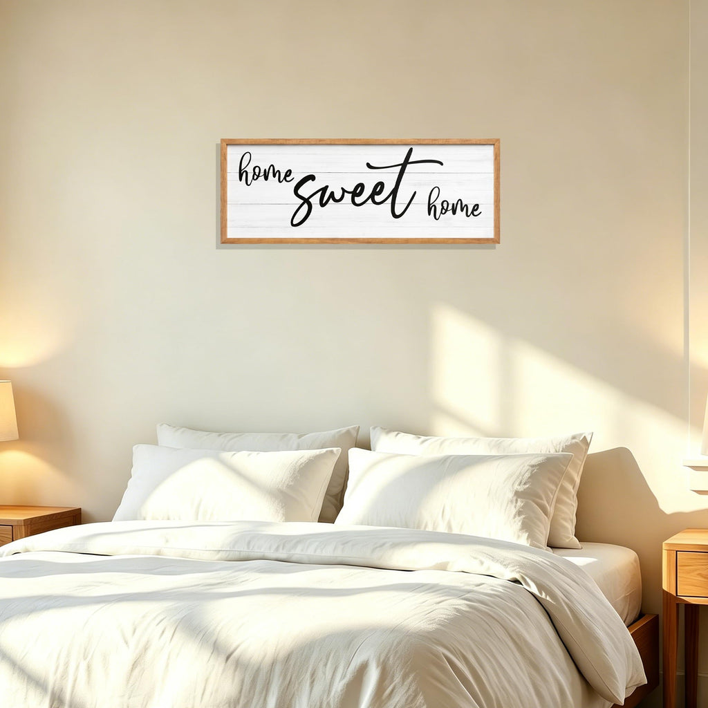 Sweet Home Sign Wall Decor 40''×15'' Large Framed Wood Wall Art Sign, Rustic Farmhouse Wall Decor Entryway