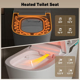 Smart One-Piece Toilet with Built-In Bidet and Tank, ADA Comfort Height, Wide Heated Seat, Powerful Flush, Auto Open and Close Lid, Warm Water, Air Dryer, Night Light