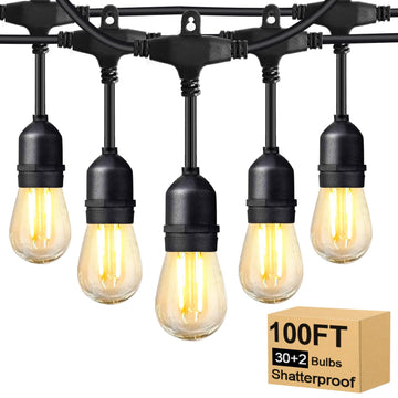 2W Outdoor String Light Commercial Grade with 32 S14 LED Bulbs