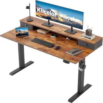 55 x24 Inch Electric Standing Desk with Drawers, Adjustable Height Small Sit Stand Desk , Compact Computer