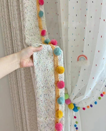 M Large Pom Poms Trim Ribbon Color Ball Fringe Trim Tassel Sewing Curtain Clothes Pillow Decoration - 30m