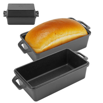 9×5 Inch Cast Iron Loaf Pan with Lid | Bread Baking Pan | Even Heat Distribution made Bread, Cake, and Meatloaf | 2