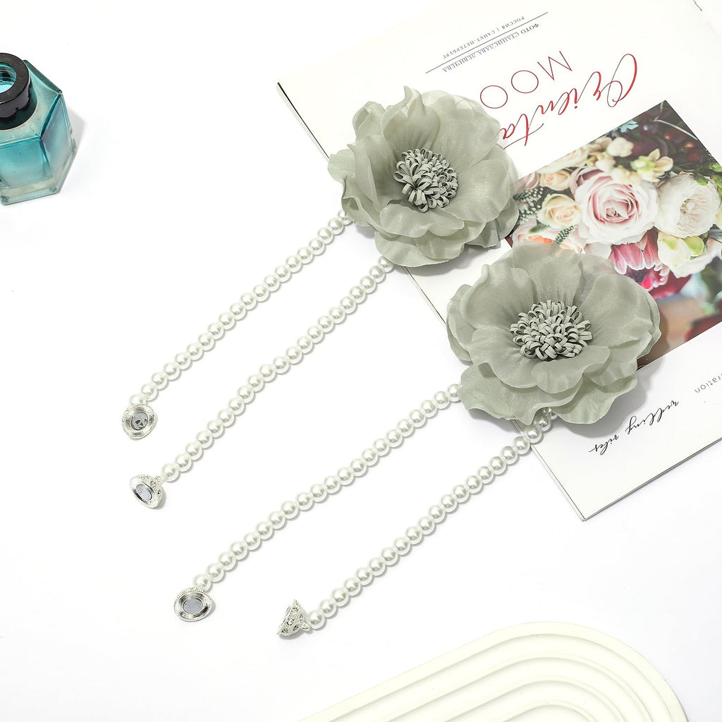 Pearl Flower Magnetic Curtain Tieback, Green