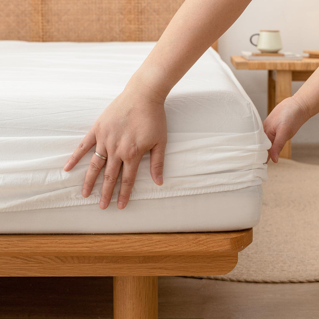 100% Washed Cotton Linen Feel Sheet Set, Solid Off White