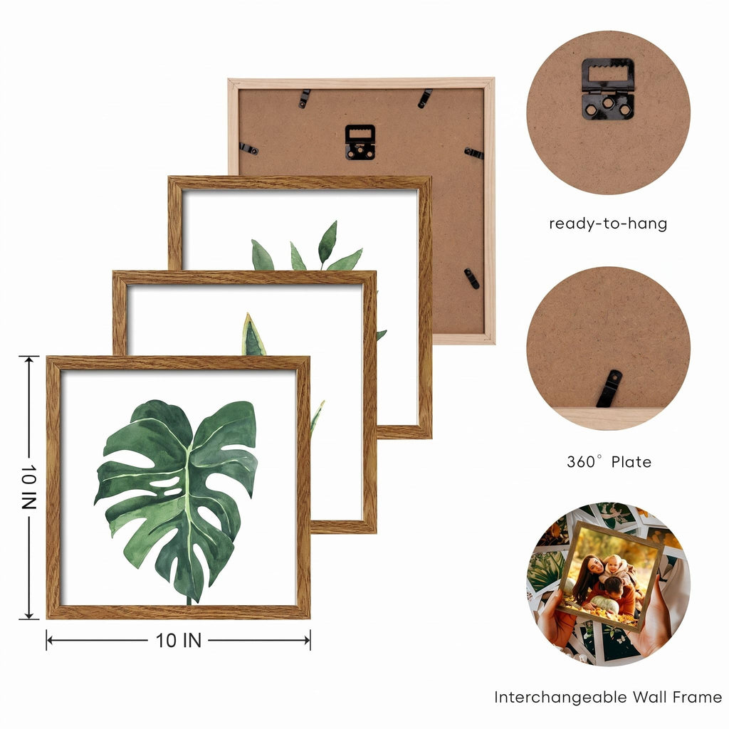 Framed Bathroom Wall Art Decor, 10x10 Botanical Artwork Walnut