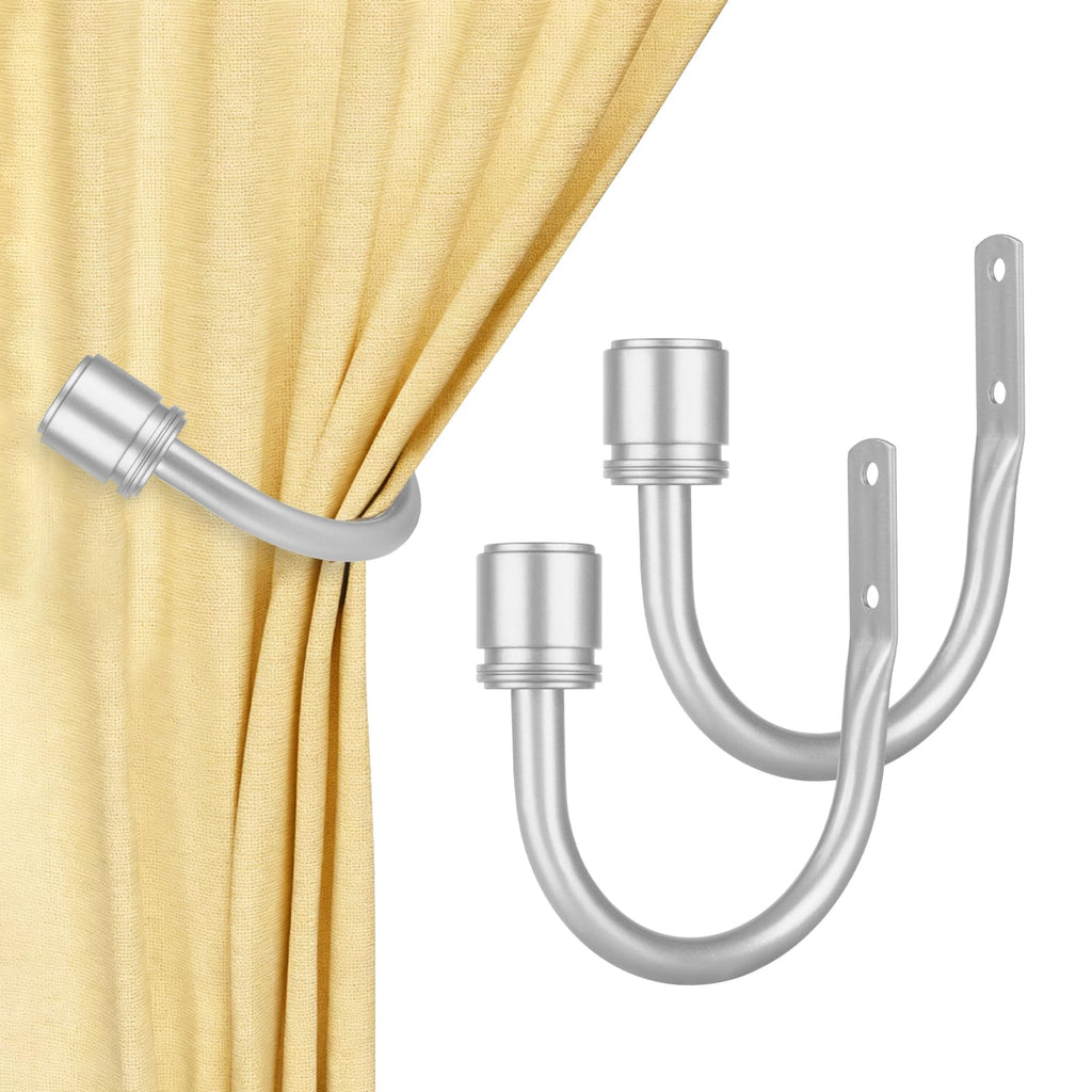 Curtain Holdbacks 2 Pack for Windows, Silver(1 Pair/2 Pack), Small