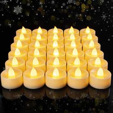 100 Pcs Flickering Flameless LED Tea Lights Battery Operated, Ivory